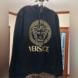 Men’s Versace black/gold Medusa head, cotton hoodie size XL made in Italy
